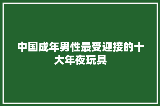 中国成年男性最受迎接的十大年夜玩具