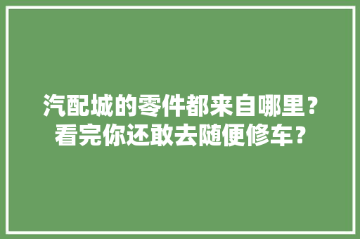 汽配城的零件都来自哪里？看完你还敢去随便修车？