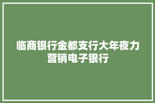 临商银行金都支行大年夜力营销电子银行