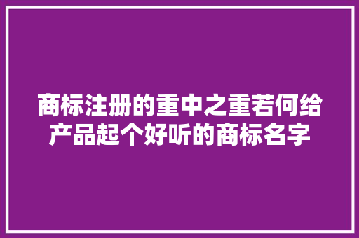 商标注册的重中之重若何给产品起个好听的商标名字