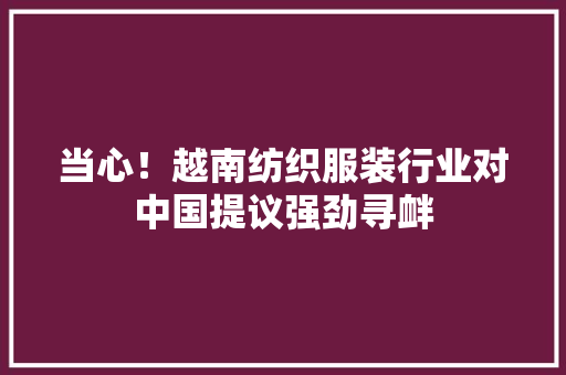 当心！越南纺织服装行业对中国提议强劲寻衅