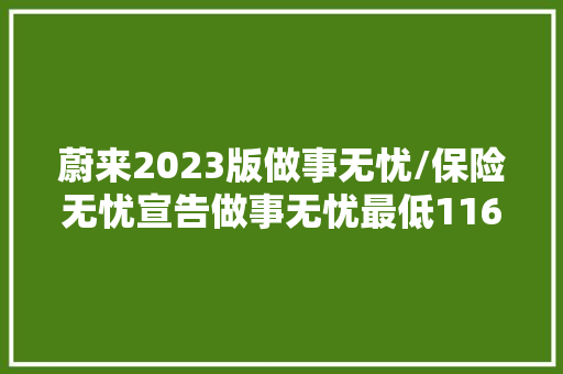 蔚来2023版做事无忧/保险无忧宣告做事无忧最低11600元/年