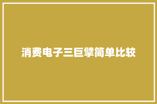 消费电子三巨擘简单比较