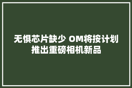 无惧芯片缺少 OM将按计划推出重磅相机新品