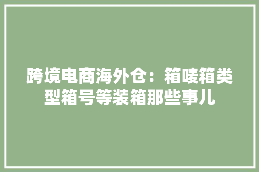 跨境电商海外仓：箱唛箱类型箱号等装箱那些事儿 跨境电商海外仓：箱唛箱类型箱号等装箱那些事儿 智能科技