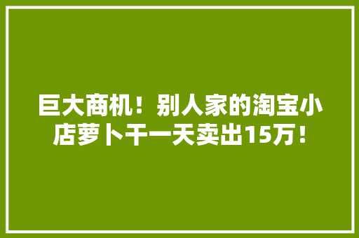 巨大商机！别人家的淘宝小店萝卜干一天卖出15万！ 巨大商机！别人家的淘宝小店萝卜干一天卖出15万！ 互联通信