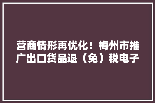 营商情形再优化！梅州市推广出口货品退（免）税电子单证立案治理工作 营商情形再优化！梅州市推广出口货品退（免）税电子单证立案治理工作 人工智能