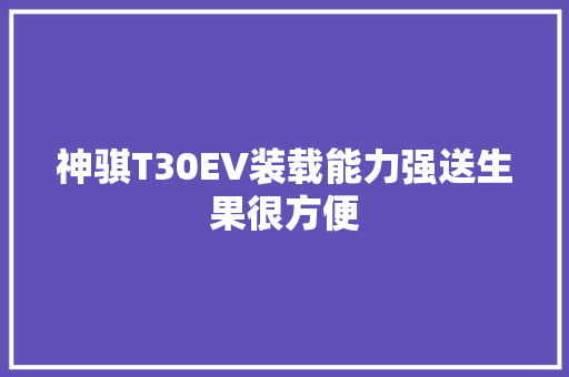 神骐T30EV装载能力强送生果很方便 神骐T30EV装载能力强送生果很方便 智能科技