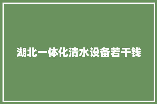 湖北一体化清水设备若干钱