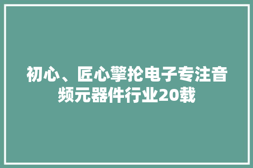 初心、匠心擎抡电子专注音频元器件行业20载