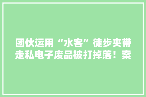 团伙运用“水客”徒步夹带走私电子废品被打掉落！案值约1亿元 团伙运用“水客”徒步夹带走私电子废品被打掉落！案值约1亿元 智能科技