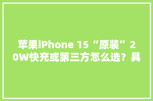 苹果iPhone 15“原装”20W快充或第三方怎么选？具体拆解带你理解