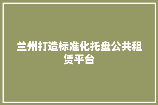 兰州打造标准化托盘公共租赁平台