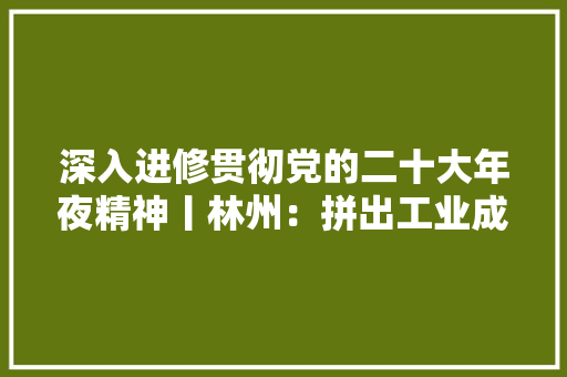 深入进修贯彻党的二十大年夜精神丨林州：拼出工业成长新图景 深入进修贯彻党的二十大年夜精神丨林州：拼出工业成长新图景 人工智能