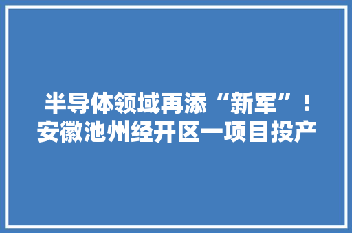 半导体领域再添“新军”！安徽池州经开区一项目投产