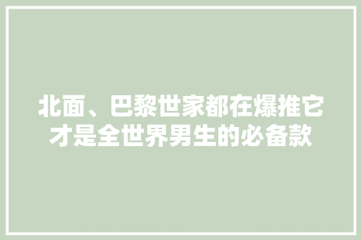 北面、巴黎世家都在爆推它才是全世界男生的必备款 北面、巴黎世家都在爆推它才是全世界男生的必备款 智能科技