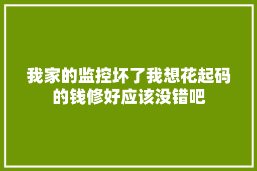 我家的监控坏了我想花起码的钱修好应该没错吧