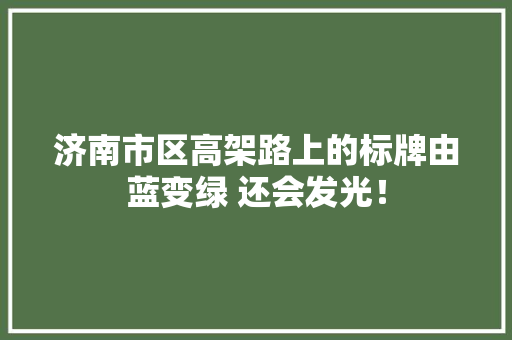 济南市区高架路上的标牌由蓝变绿 还会发光！