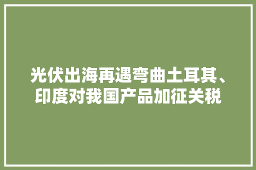 光伏出海再遇弯曲土耳其、印度对我国产品加征关税 光伏出海再遇弯曲土耳其、印度对我国产品加征关税 智能科技