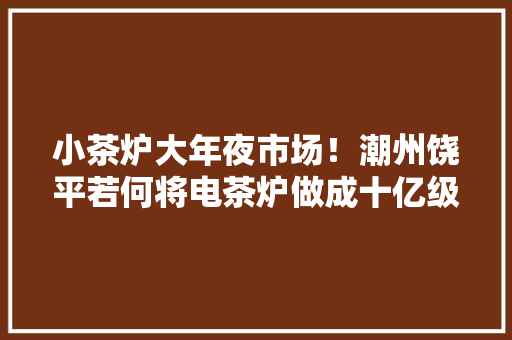 小茶炉大年夜市场！潮州饶平若何将电茶炉做成十亿级新兴家当