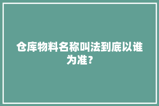 仓库物料名称叫法到底以谁为准？