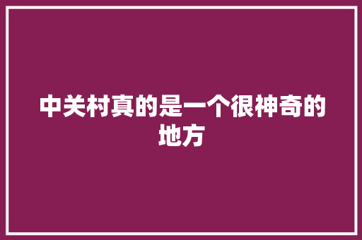中关村真的是一个很神奇的地方