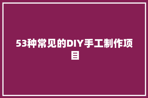 53种常见的DIY手工制作项目 53种常见的DIY手工制作项目 智能家居