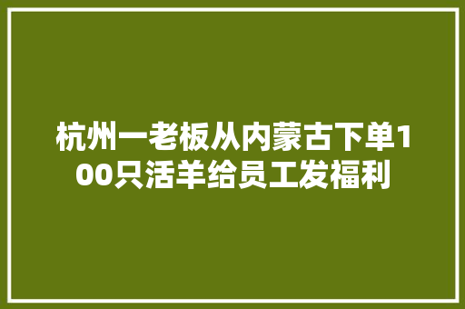 杭州一老板从内蒙古下单100只活羊给员工发福利