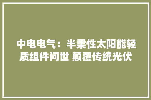 中电电气：半柔性太阳能轻质组件问世 颠覆传统光伏组件板正形象 中电电气：半柔性太阳能轻质组件问世 颠覆传统光伏组件板正形象 智能科技