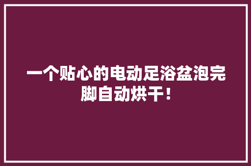 一个贴心的电动足浴盆泡完脚自动烘干！