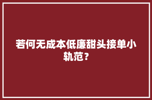 若何无成本低廉甜头接单小轨范？