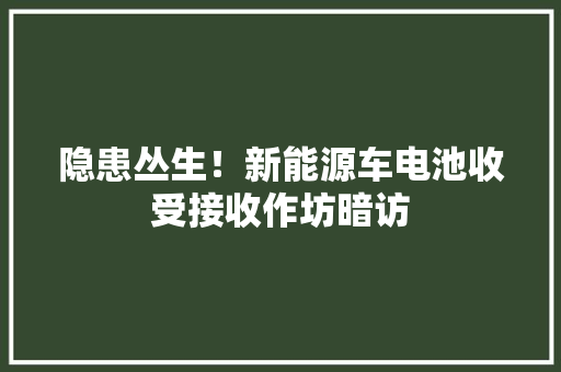 隐患丛生！新能源车电池收受接收作坊暗访