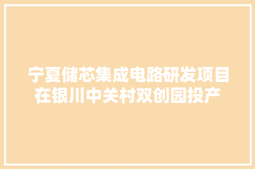 宁夏储芯集成电路研发项目在银川中关村双创园投产