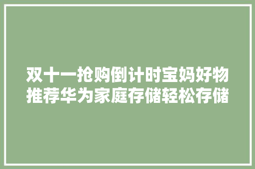 双十一抢购倒计时宝妈好物推荐华为家庭存储轻松存储全家数据