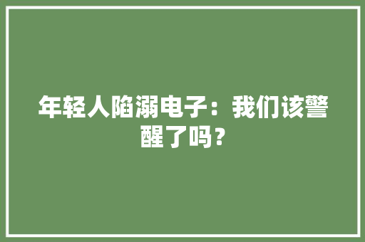 年轻人陷溺电子：我们该警醒了吗？