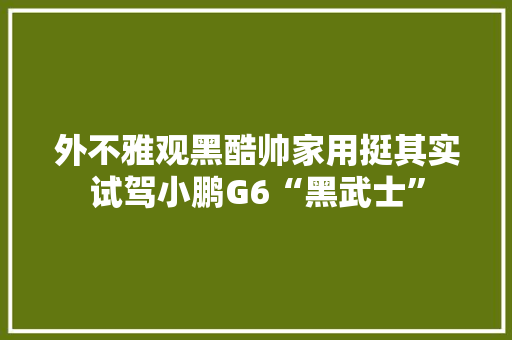 外不雅观黑酷帅家用挺其实试驾小鹏G6“黑武士” 外不雅观黑酷帅家用挺其实试驾小鹏G6“黑武士” 互联通信