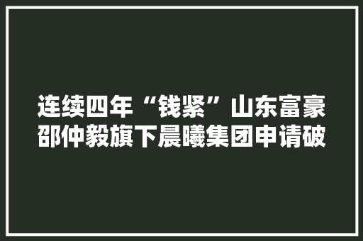 连续四年“钱紧”山东富豪邵仲毅旗下晨曦集团申请破产重组