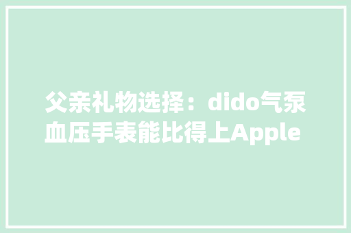 父亲礼物选择：dido气泵血压手表能比得上Apple Watch Series 9吗
