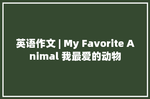 英语作文 | My Favorite Animal 我最爱的动物