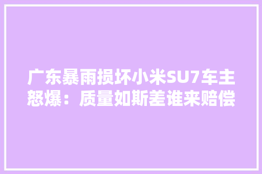 广东暴雨损坏小米SU7车主怒爆：质量如斯差谁来赔偿？