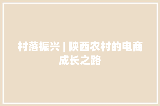村落振兴 | 陕西农村的电商成长之路