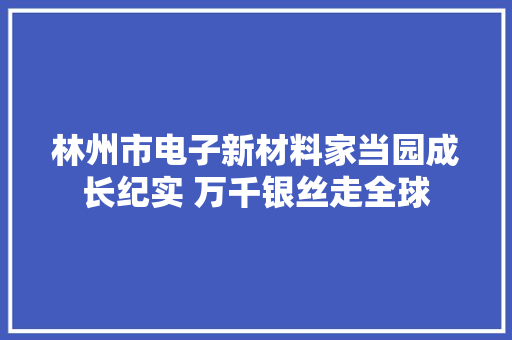林州市电子新材料家当园成长纪实 万千银丝走全球 林州市电子新材料家当园成长纪实 万千银丝走全球 智能家居