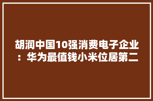 胡润中国10强消费电子企业：华为最值钱小米位居第二 胡润中国10强消费电子企业：华为最值钱小米位居第二 智能科技