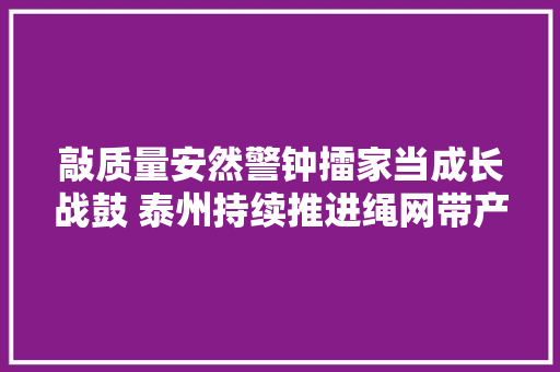 敲质量安然警钟擂家当成长战鼓 泰州持续推进绳网带产品质量提升