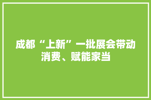 成都“上新”一批展会带动消费、赋能家当