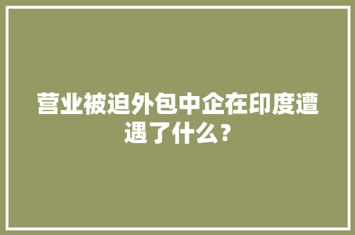 营业被迫外包中企在印度遭遇了什么？
