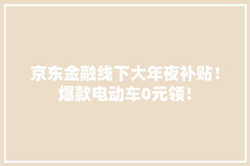 京东金融线下大年夜补贴！爆款电动车0元领！