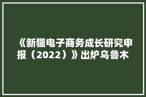 《新疆电子商务成长研究申报（2022）》出炉乌鲁木齐电子商务综合成长指数排名全疆第一