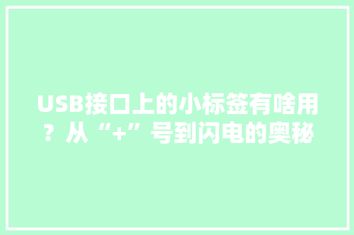 USB接口上的小标签有啥用？从“+”号到闪电的奥秘