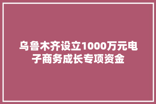 乌鲁木齐设立1000万元电子商务成长专项资金 乌鲁木齐设立1000万元电子商务成长专项资金 互联通信